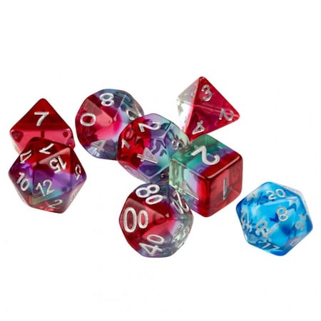 Poco Watermelon Dice with Silver Numbers - 7 Piece PO3296528